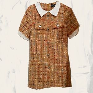 Sister Jane mustard yellow tweed dress S